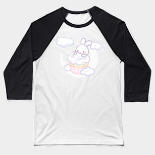 Cloud Bunny Eating a Cupcake Baseball T-Shirt